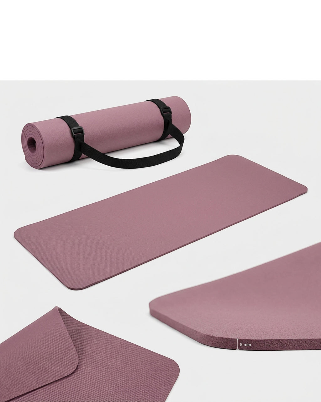 Livura Grip Surface Pilates Yoga Mat Mauve 5 mm With Strap