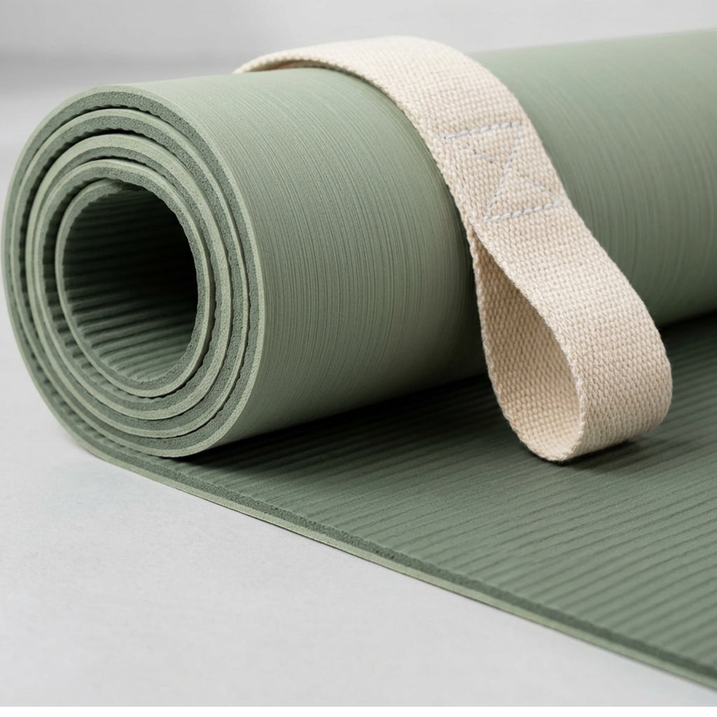 Livura Groundline Dual-Layer TPE Yoga Mat 6 mm Sage with Cotton Strap - Detail view