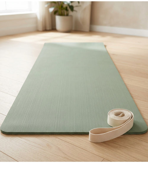Livura Groundline Dual-Layer TPE Yoga Mat 6 mm Sage with Cotton Strap - Lifestyle view