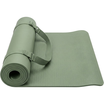 Livura Non-Slip Yoga Mat Sage 6 mm With Carry Strap